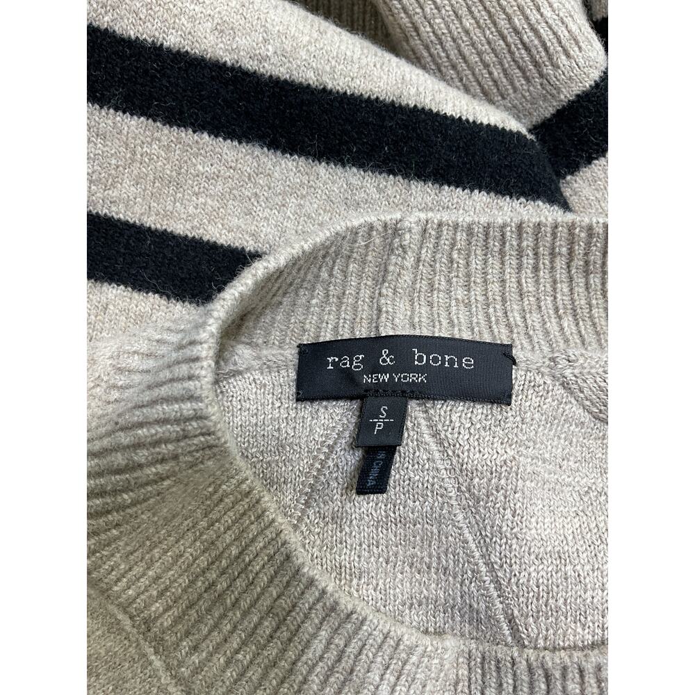 Rag & Bone Striped Beige Bridget Crewneck Sweater Size S - Picture 4 of 5